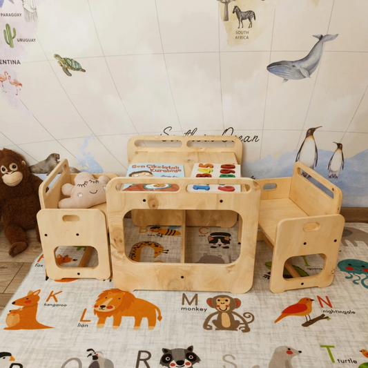 Table Montessori + Chaises (en bois)